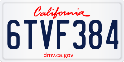 CA license plate 6TVF384