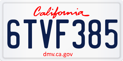 CA license plate 6TVF385