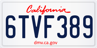 CA license plate 6TVF389