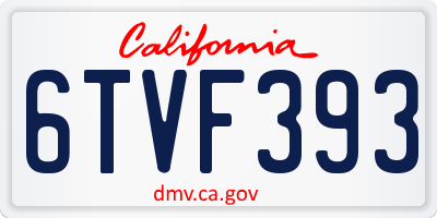 CA license plate 6TVF393