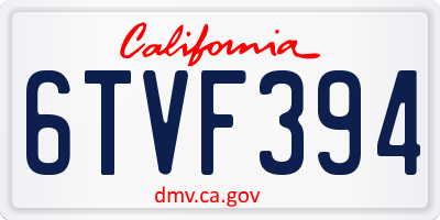 CA license plate 6TVF394