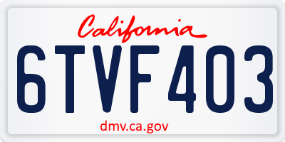 CA license plate 6TVF403