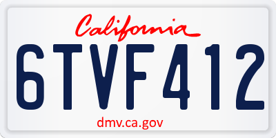 CA license plate 6TVF412
