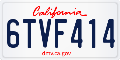 CA license plate 6TVF414