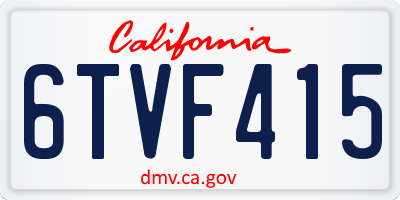 CA license plate 6TVF415
