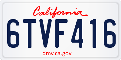 CA license plate 6TVF416