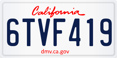 CA license plate 6TVF419