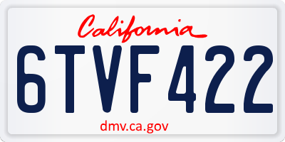 CA license plate 6TVF422