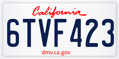 CA license plate 6TVF423
