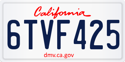 CA license plate 6TVF425