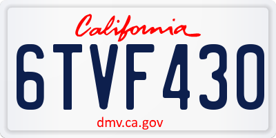 CA license plate 6TVF430