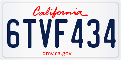 CA license plate 6TVF434