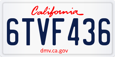 CA license plate 6TVF436