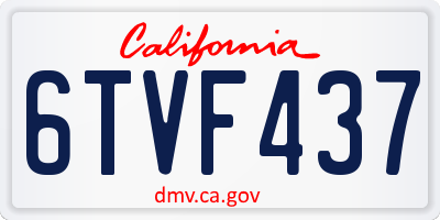 CA license plate 6TVF437