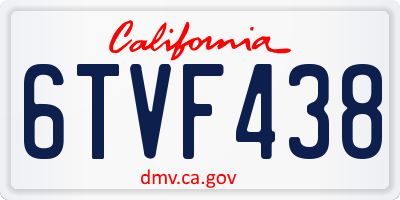 CA license plate 6TVF438