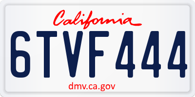 CA license plate 6TVF444