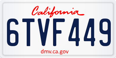 CA license plate 6TVF449