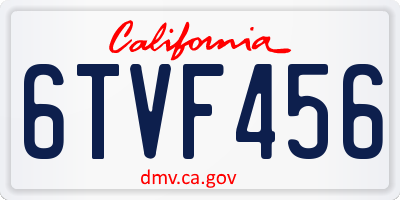 CA license plate 6TVF456