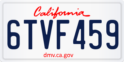 CA license plate 6TVF459