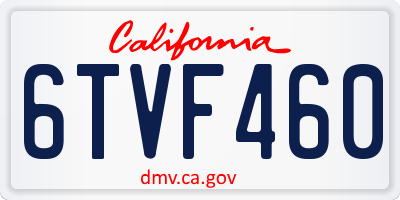 CA license plate 6TVF460