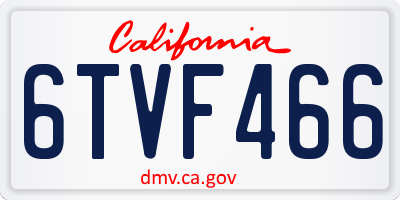 CA license plate 6TVF466