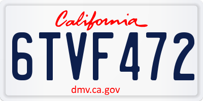 CA license plate 6TVF472