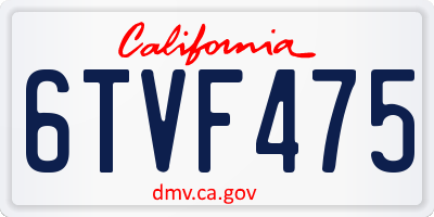 CA license plate 6TVF475