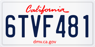 CA license plate 6TVF481
