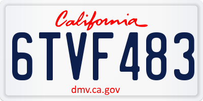 CA license plate 6TVF483