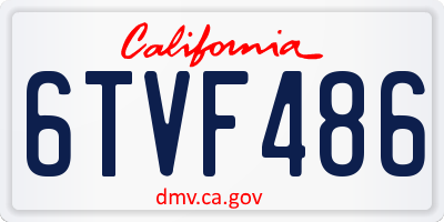 CA license plate 6TVF486