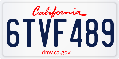 CA license plate 6TVF489