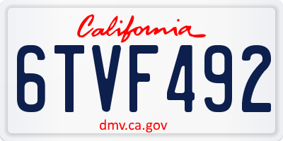 CA license plate 6TVF492