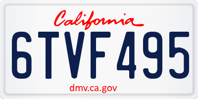 CA license plate 6TVF495