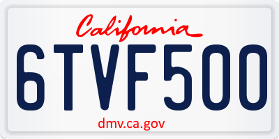 CA license plate 6TVF500