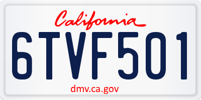 CA license plate 6TVF501