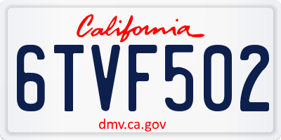 CA license plate 6TVF502