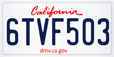 CA license plate 6TVF503