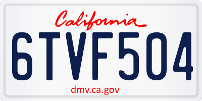 CA license plate 6TVF504