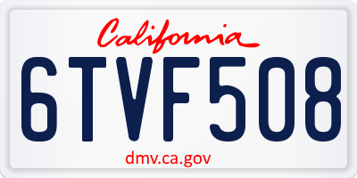 CA license plate 6TVF508