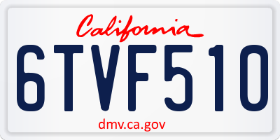 CA license plate 6TVF510