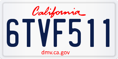 CA license plate 6TVF511