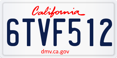 CA license plate 6TVF512