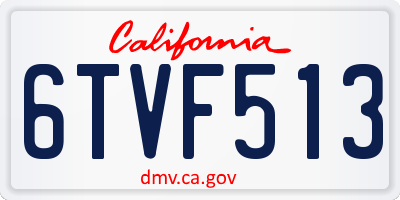 CA license plate 6TVF513