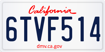 CA license plate 6TVF514