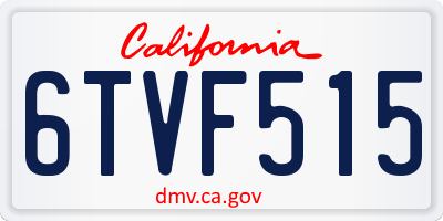 CA license plate 6TVF515