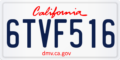 CA license plate 6TVF516