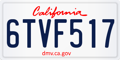 CA license plate 6TVF517