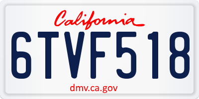 CA license plate 6TVF518