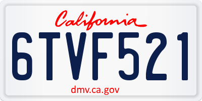 CA license plate 6TVF521