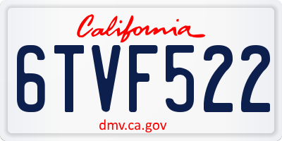 CA license plate 6TVF522